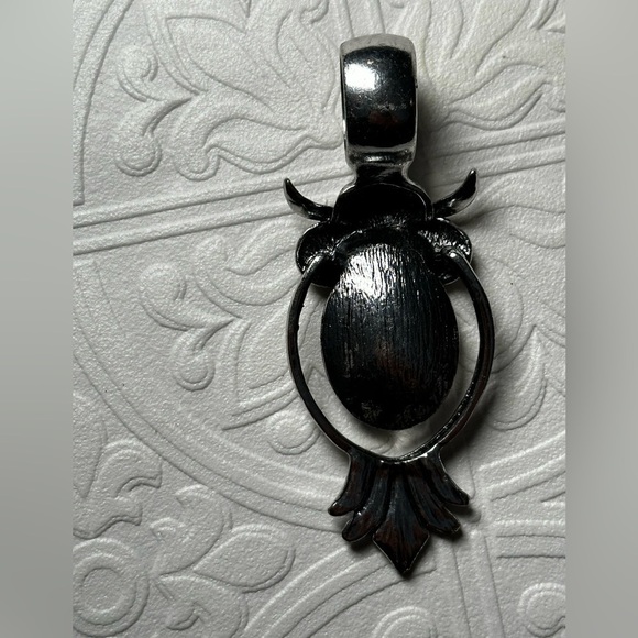 OWL Bird Silver Tone Yellow Rhinestones Scarf Enhancer or Necklace Pendant - Picture 9 of 13